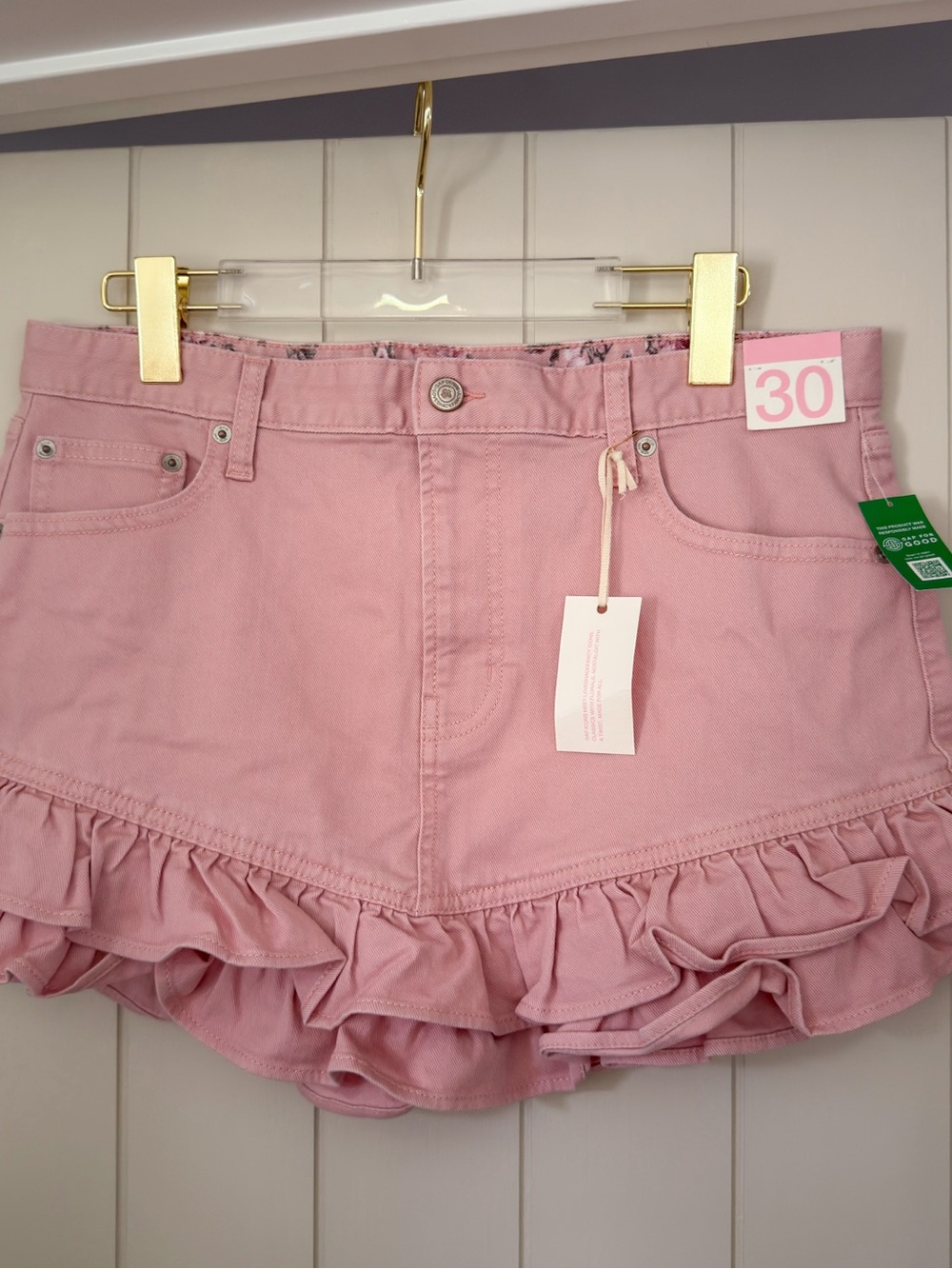 Gap x LoveShackFancy Stretch Denim Ruffle Skirt in 30